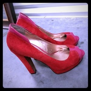 BCBG Red with Pink Trim Heels